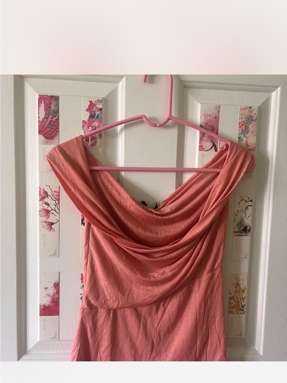 Women's Coral Draped Neck Dress
